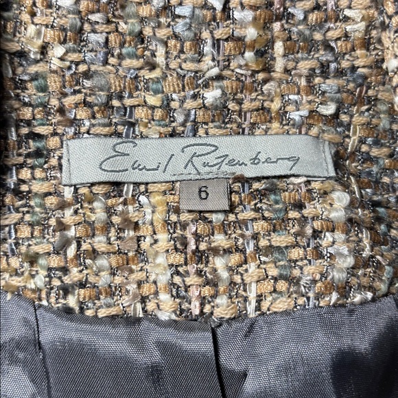 Emil Rutenberg vintage wool tweed tan cropped three button blazer women’s 6 - Picture 9 of 15
